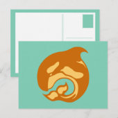verbrande oranje orca walvis briefkaart (Voorkant / Achterkant)