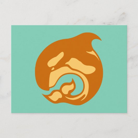 verbrande oranje orca walvis briefkaart (Voorkant)