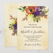 verbrande Oranje Paarse Floral Christelijk bruilof Kaart (Voorkant / Achterkant)