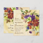 verbrande Oranje Paarse Floral Christelijk bruilof Kaart (Voorkant / Achterkant)