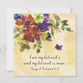 verbrande Oranje Paarse Floral Christelijk bruilof Kaart (Achterkant)