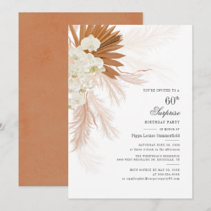 verbrande Oranje Pampas Grass 60th Birthday Party Kaart