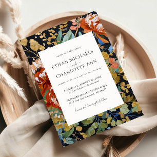 Verbrande Oranje pioenen Bloemengoud Schilderij Hu Kaart