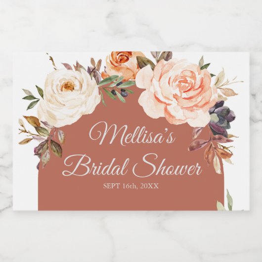 Verbrande oranje pompoen bloem Mini Sparkling Wijnetiket (Enkel label)