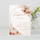 Verbrande Oranje pompoen herfstboog Baby shower Kaart (Staand voorkant)