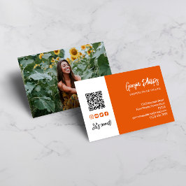 Verbrande Oranje QR-code Foto Sociale Media Iconen Visitekaartje