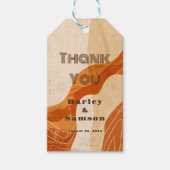 Verbrande oranje retro dank u cadeaulabel (Voorkant)