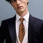 Verbrande Oranje Rhombus Diamonds Floral Mannen Stropdas