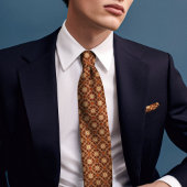 Verbrande Oranje Rhombus Diamonds Floral Mannen Stropdas