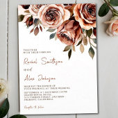 Verbrande Oranje Rozen Rustieke Waterverf bruiloft Kaart