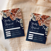 Verbrande Oranje Rozen Terracotta Bloemen Navy Bru