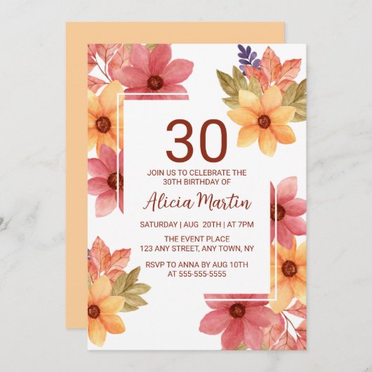 Verbrande Oranje Russet herfstbloem elke leeftijd Kaart (Voorkant / Achterkant)