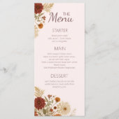 Verbrande Oranje Rustieke Herfstbladeren Bruiloft  Menu (Voorkant)