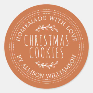 Verbrande Oranje Rustieke Thuisgemaakte Kerstkoekj Ronde Sticker
