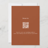Verbrande oranje script moderne QR code RSVP bruil Kaart (Achterkant)
