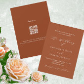 Verbrande oranje script moderne QR code RSVP bruil Kaart
