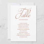 Verbrande Oranje Script Tafel Nummer Zitplaatskaar Kaart (Achterkant)