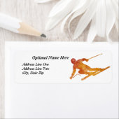 Verbrande Oranje skiër met  tekst Etiket (Insitu)