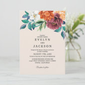 Verbrande oranje terracotta bloemenherfstbruiloft kaart (Staand voorkant)
