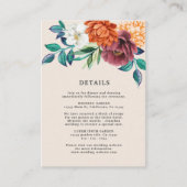 Verbrande oranje terracotta bloemige trouwdetails informatiekaartje (Voorkant)