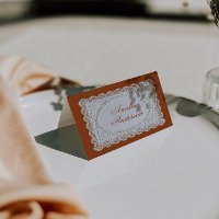 Verbrande Oranje Terracotta Kanten Huwelijks Plaat