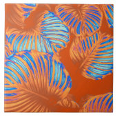 Verbrande Oranje tropische kloosterbladeren Tegeltje (Voorkant)