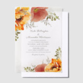 Verbrande Oranje Waterverf. Bloemen herfstbruiloft Vellum Uitnodigingen (Offset)