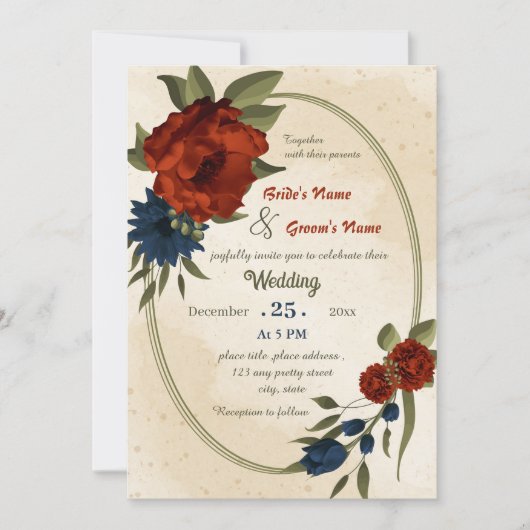 verbrande oranje zeemijlen geometrische bruiloft kaart (Voorkant)