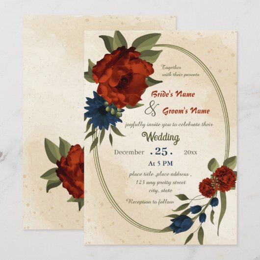 verbrande oranje zeemijlen geometrische bruiloft kaart (Voorkant / Achterkant)