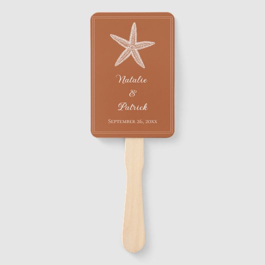 Verbrande Oranje zeester bruiloft hand fans Handwaaier (Voorkant)