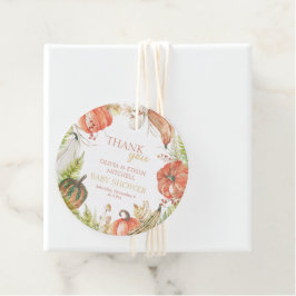 Verbrande pompoen Herfst Floral Baby shower Bedank Bedankjes Labels