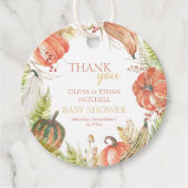 Verbrande pompoen Herfst Floral Baby shower Bedank Bedankjes Labels (Voorkant)