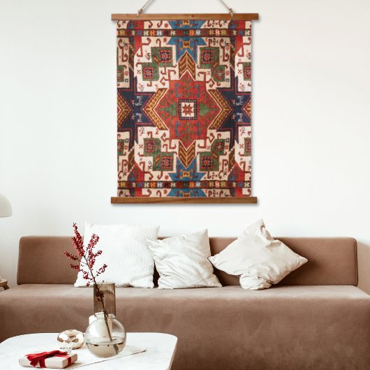 Verbrande rode Anatolische Kilim  tapijtmuur Hangend Wandkleed