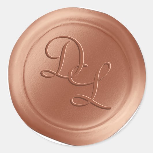 Verbrande Sienna 2 Letter Monogram Wax Seal Sticke Ronde Sticker (Voorkant)