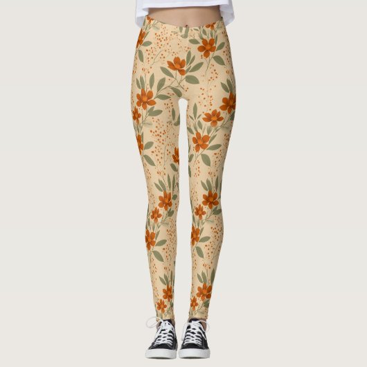 Verbrande Sienna en Honing Goud Minimalistische Bl Leggings (Voorkant)