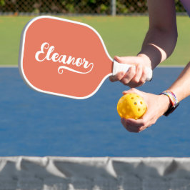 Verbrande Sienna en witte penseel Schriftnaam eind Pickleball Paddle