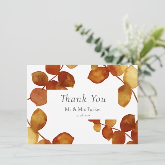 Verbrande Sienna Eucalyptus Boho Bedankt (Staand voorkant)