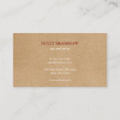 Verbrande Sienna Eucalyptus laat rustieke Kraft Visitekaartje (Achterkant)