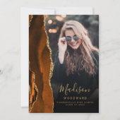 Verbrande Sinaasappel Agaat Dark Photo Afstudeerde Kaart (Voorkant)