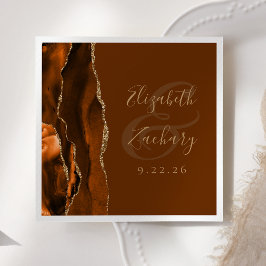 Verbrande Sinaasappel Agaat Goud Bruin Bruiloft Servet