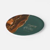 Verbrande Sinaasappel Agaat Goud Donkergroen Bruil Papieren Bordje (Gekanteld)