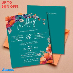 Verbrande Sinaasappel Blauwgroen Bloemen Bruiloft