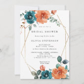 Verbrande Sinaasappel Blauwgroen Gouden Bruidsdouc Kaart (Voorkant)