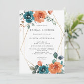 Verbrande Sinaasappel Blauwgroen Gouden Bruidsdouc Kaart (Staand voorkant)