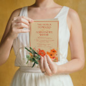 Verbrande Sinaasappel Bloemen Herfst Bruiloft Kaart