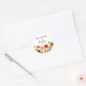 Verbrande Sinaasappel Bloemen Herfst Bruiloft Ronde Sticker (Envelop)