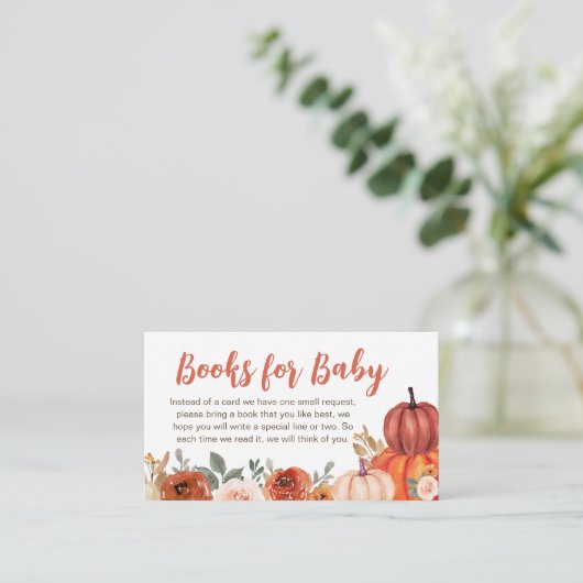 Verbrande Sinaasappel Bloemen Pompoen Boeken voor Informatiekaartje (Staand voorkant)