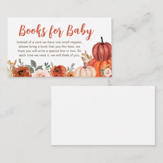 Verbrande Sinaasappel Bloemen Pompoen Boeken voor  Informatiekaartje (Voorkant / Achterkant)