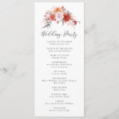 Verbrande Sinaasappel Bloemen Rustieke Herfst Herf Programmakaart (Achterkant)