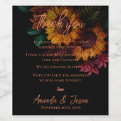 Verbrande Sinaasappel Bloemenbruiloft Dank u Beric Wijn Etiket (Enkel label)